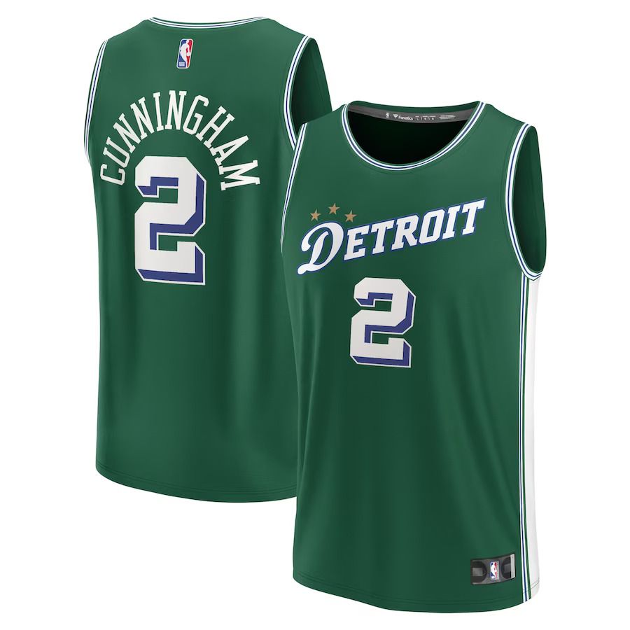 Men Detroit Pistons #2 Cade Cunningham Fanatics Branded Green City Edition 2022-23 Fastbreak NBA Jersey->youth nba jersey->Youth Jersey